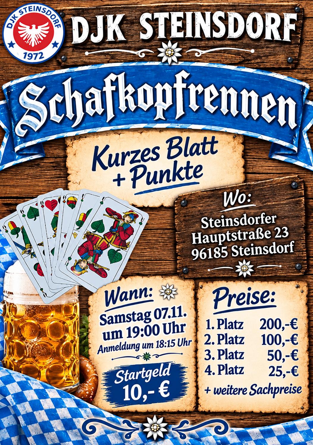 Flyer zum Schafkopfrennen in Schönbrunn im Steigerwald